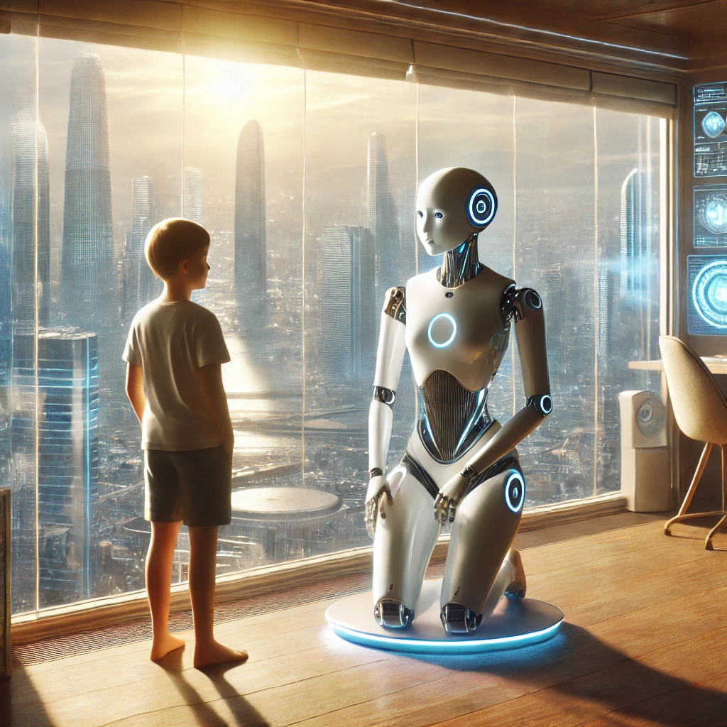 Exploring Humanity and Artificial Intelligence in 'Klara and the Sun' by Kazuo Ishiguro 9 a robot and a boy looking at a window